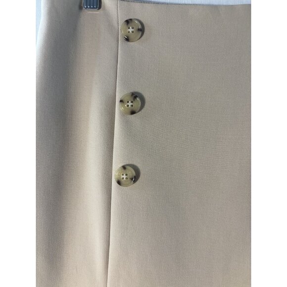 Talbots Beige Button-Front Skirt Size 12 Woven In Italy Tailored Knee-Length - Picture 2 of 11